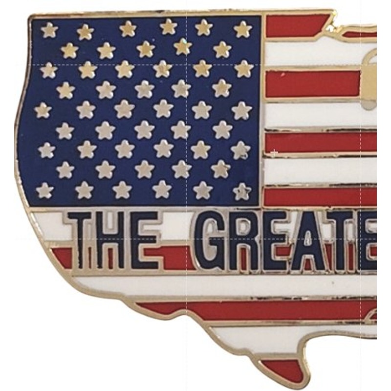 USA “The Greatest” Map Novelty Hat Lapel Pin American Flag Patriotic 1‑1/4" × 1"