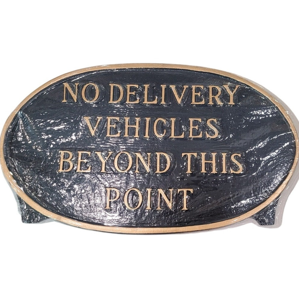 No Delivery Vehicles Beyond This Point Oval Sign 8.5" x 13" Wall or Lawn Display