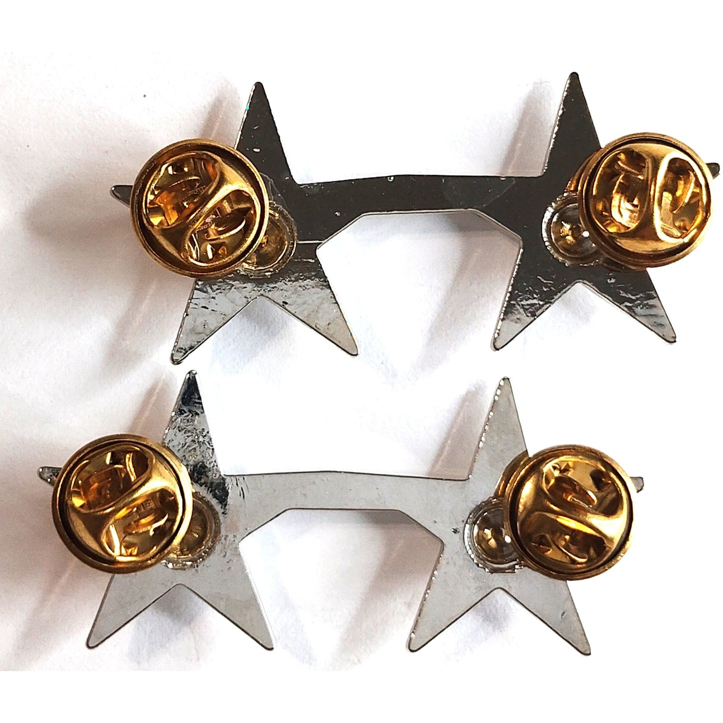 Major General 2‑Star Rank Novelty Hat Lapel Pins Set, Silver Tone, 2" × 1" Each