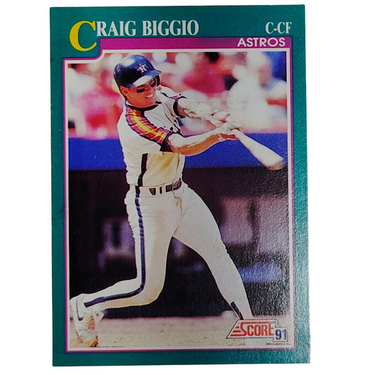 1991 Score Craig Biggio Card #161 Houston Astros C/OF VG/EX