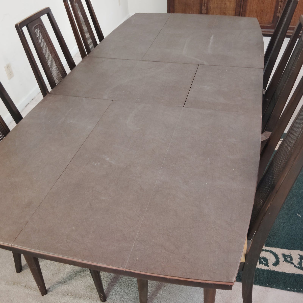 LOCAL PICKUP ONLY- 1963 Dark Wood Dining Set - Table, 6 Chairs