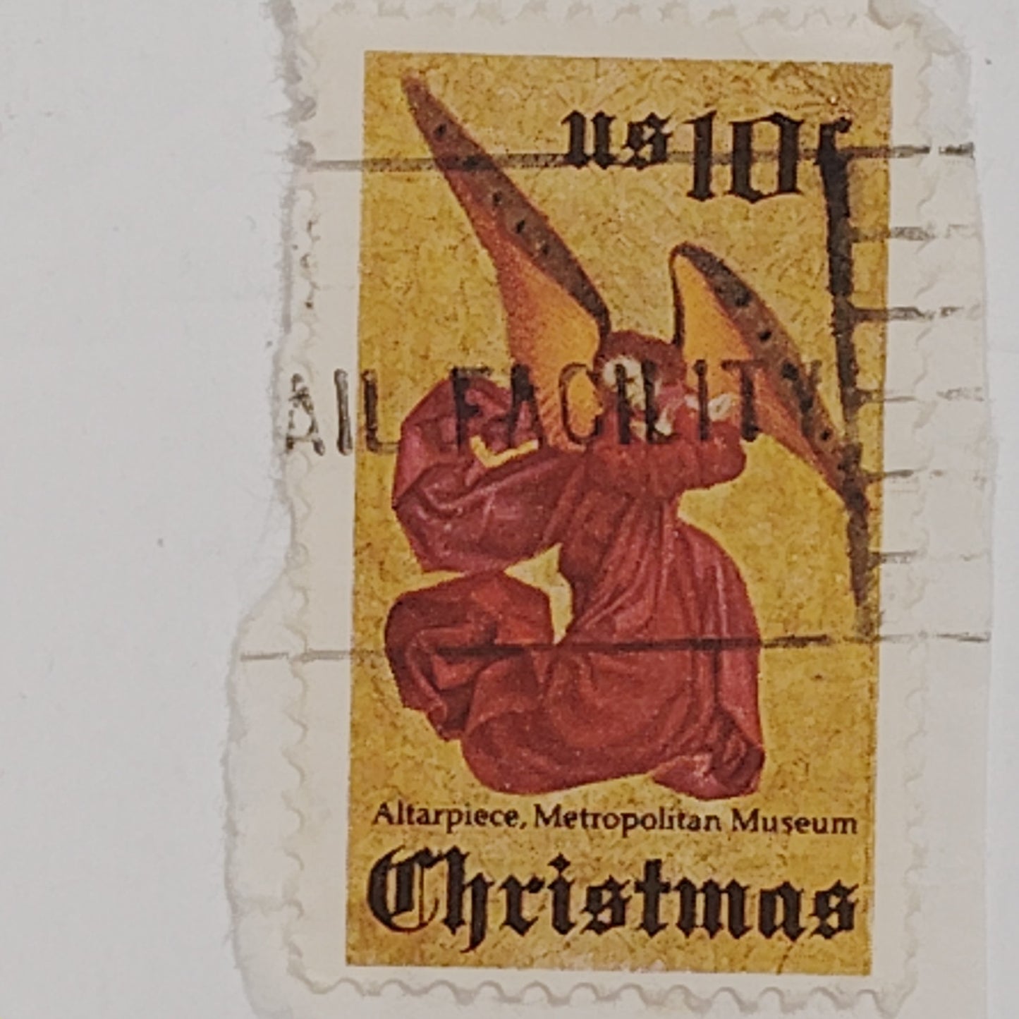 1974 Angel with Trumpet – 7 Used 10¢ USPS Christmas Stamp – Melozzo da Forlì