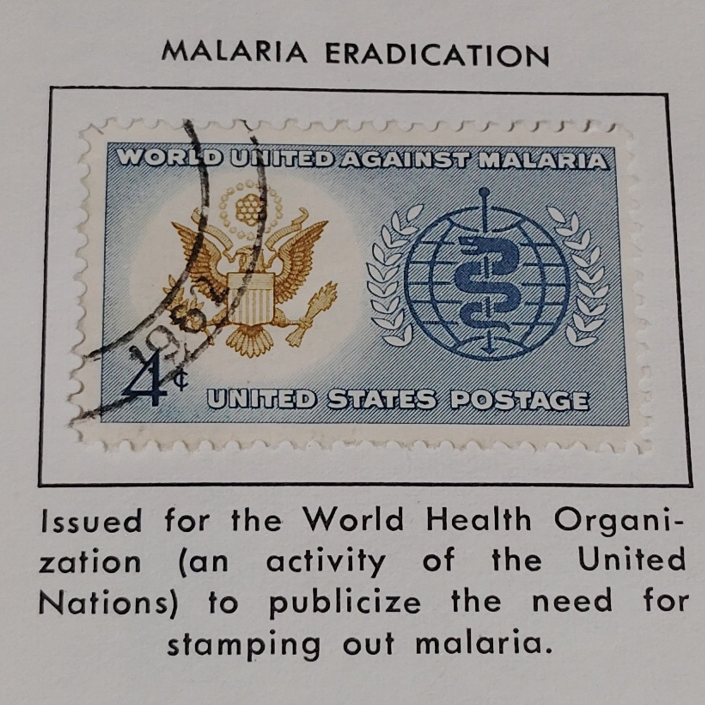1962 Scott #1194 – 4¢ World United Against Malaria / WHO Campaign – Canceled