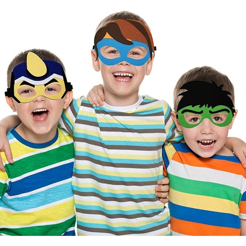Superhero Felt Masks 24‑Pack 8 Styles Kids (Will Fit Adults Too) Party Favors