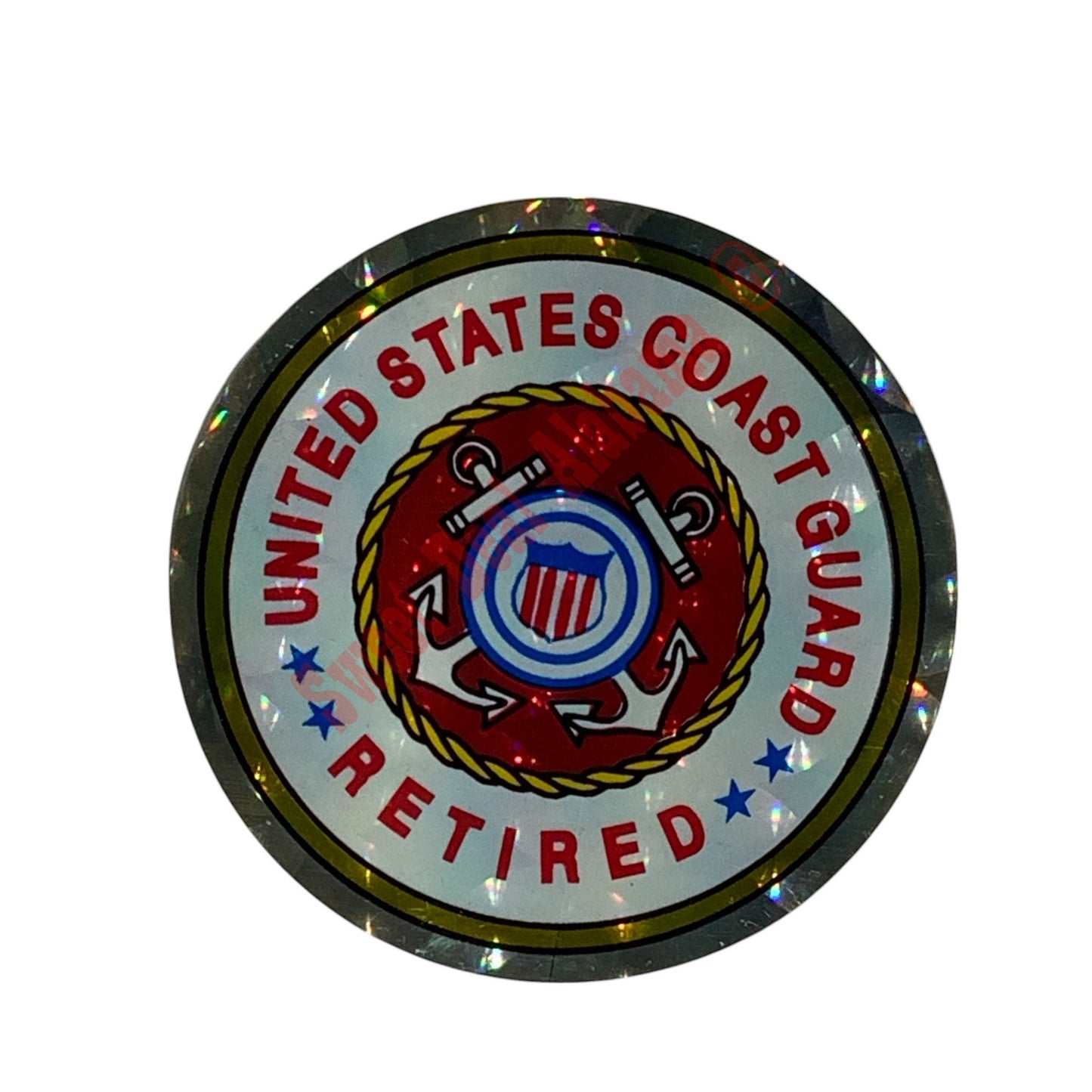3"D Sticker, Reflective- United States Coast Guard - Retired - 3" Diameter