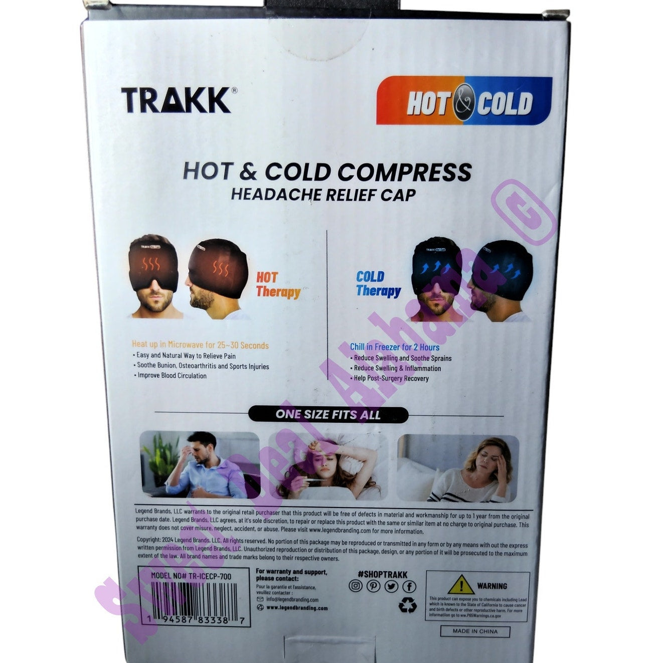 TRAKK Hot & Cold Compress Headache Relief Cap Model # TR-ICECP-700