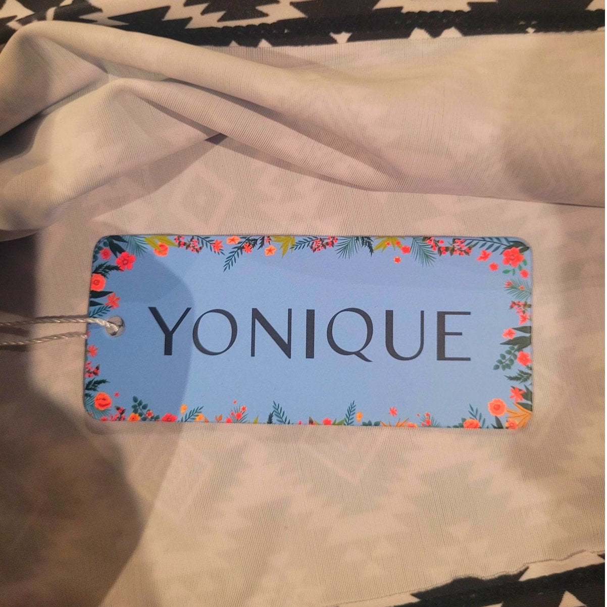 Yonique 2 Piece Tankini w/ Boy Shorts Athletic Swim Tank Top Geometry L (12-14)