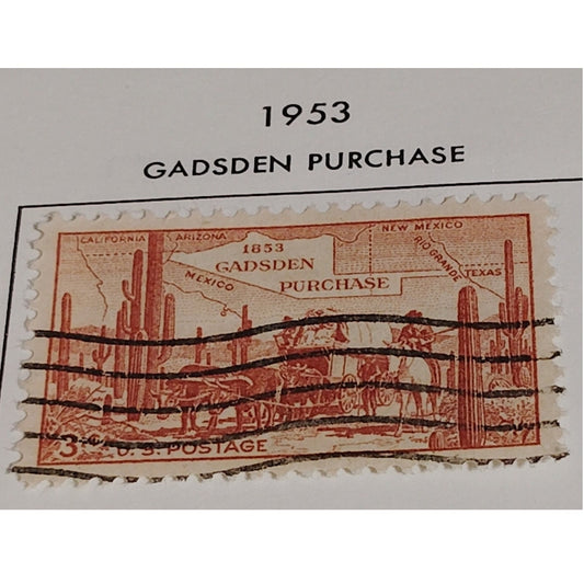 1953 3¢ Gadsden Purchase Centennial Stamp – Scott No. 1028 – Southwest Expansion