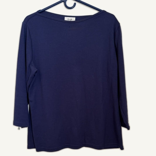 Drapers & Damon's Women's Navy Long Sleeve Boat Neck Top Size L