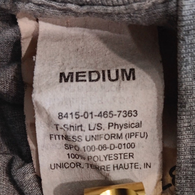 U.S. Army IPFU PT Shirt - Long Sleeve - Reflective Logo - EUC Made in U.S.A, Med