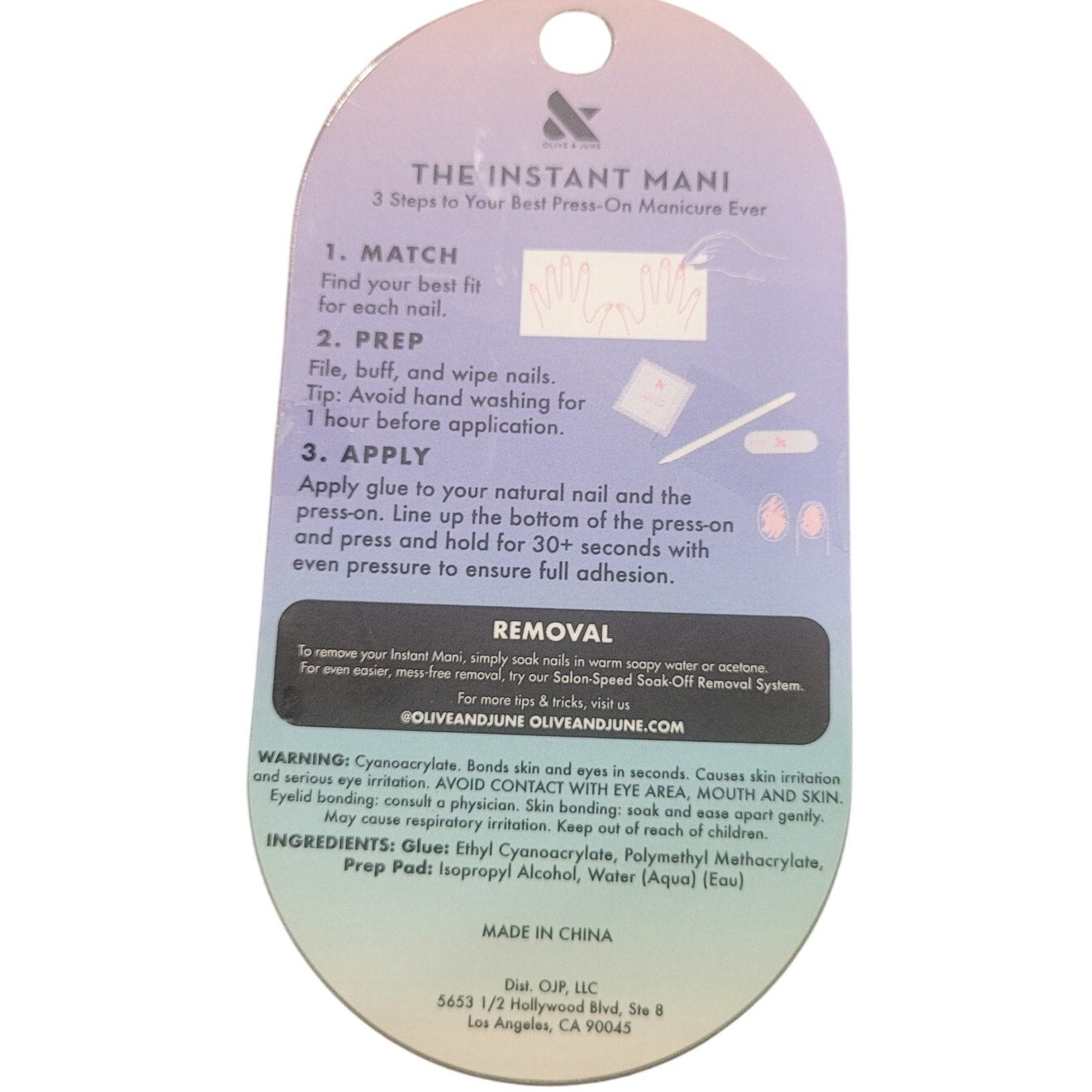 Olive & June Press-On Fake Nails – Maximalist Denim – 42ct – Short Round – Instant Mani Set