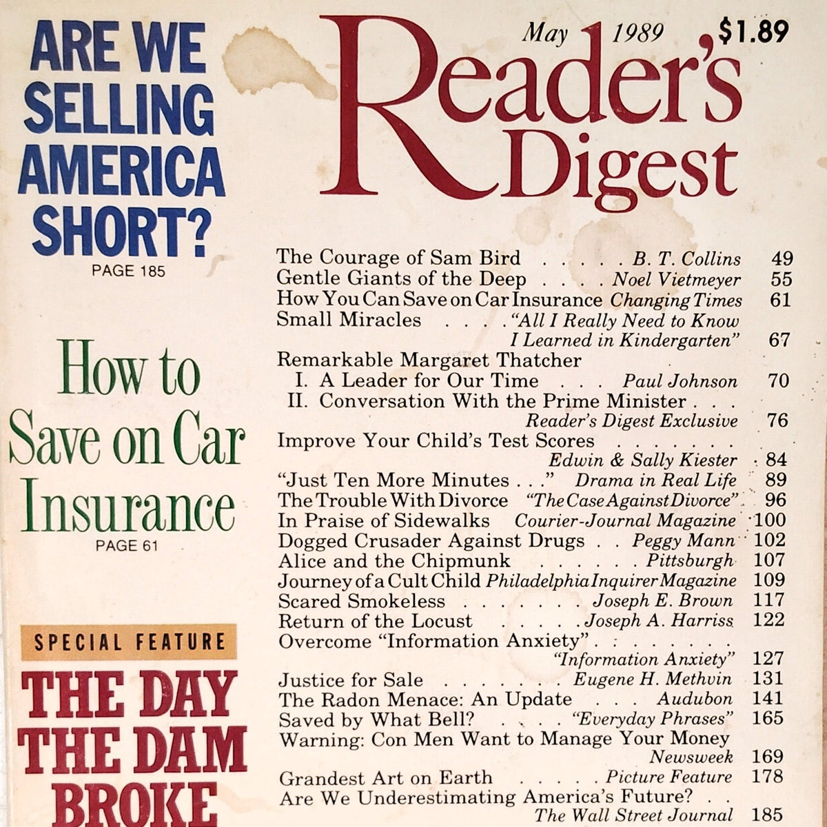 Vintage Reader's Digest May 1989 Magazine Margaret Thatcher Feature
