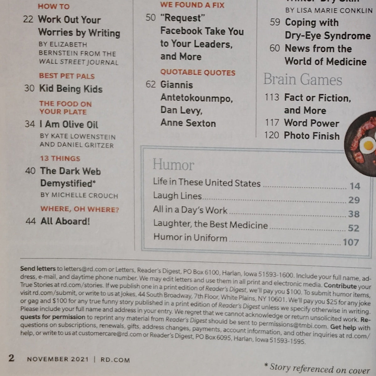 Reader's Digest November 2021 Magazine - Delete Your Internet Footprint
