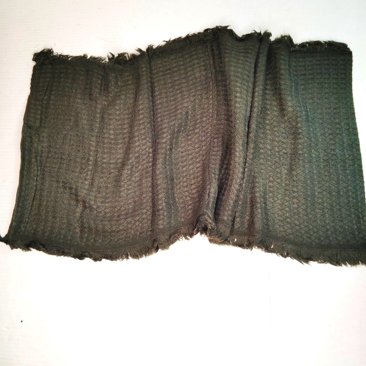 Lucky Leaf Infinity Scarf w/ Tassels Lightweight 100% Acrylic,  Solid Green