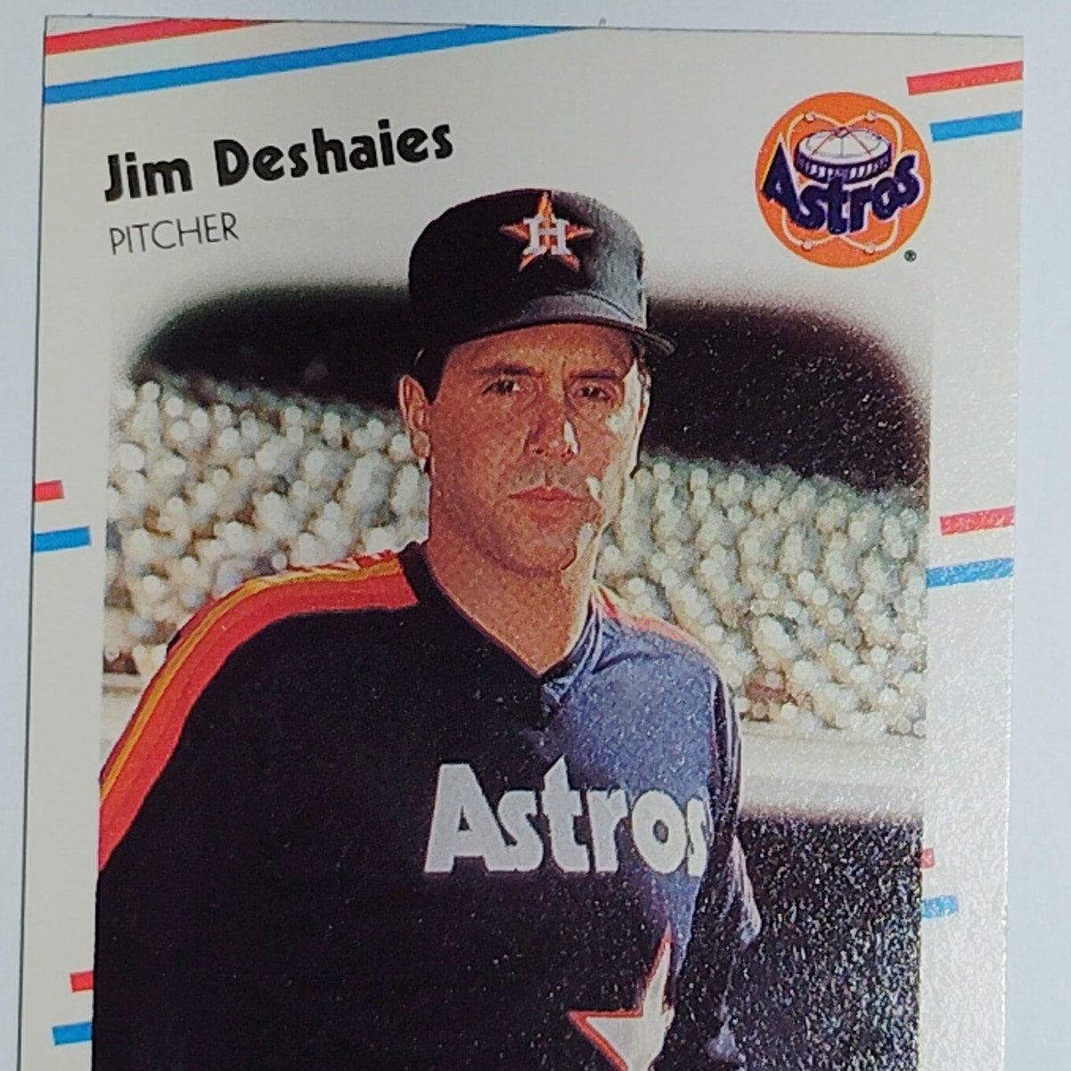 1988 Fleer Jim Deshaies #446 Houston Astros Pitcher - Dark Rainbow Jersey VG/EX