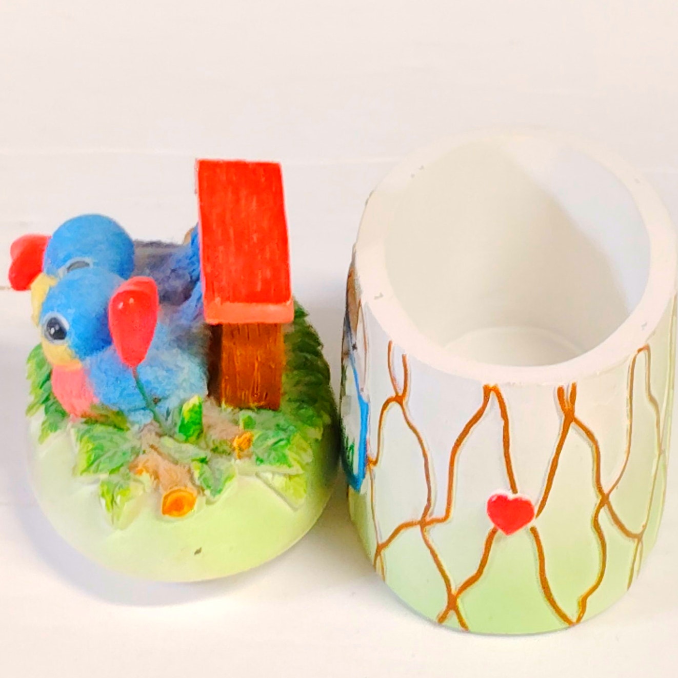VTG Love Birds Trinket Box “Love Is Best When It’s Shared” 2‑Piece Figurine