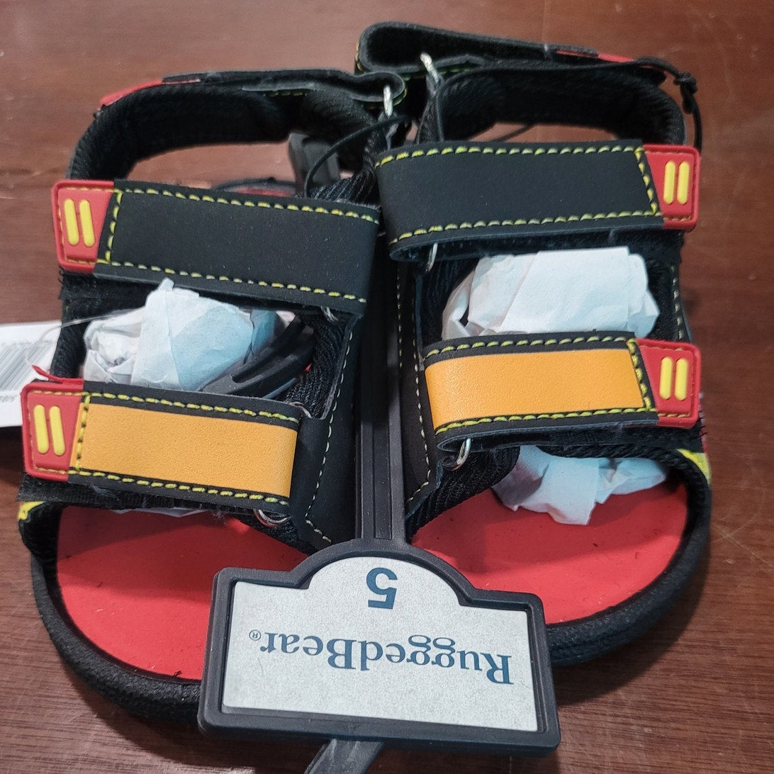 Rugged Bear Kids’ Black/Red Fire Dept. Sport Sandals, Water-Ready Size 5 Toddler