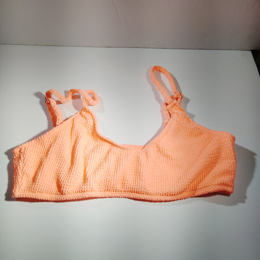 SOLY HUX Women’s Textured Scoop‑Neck Bikini Top – Peach – Large – NWOT