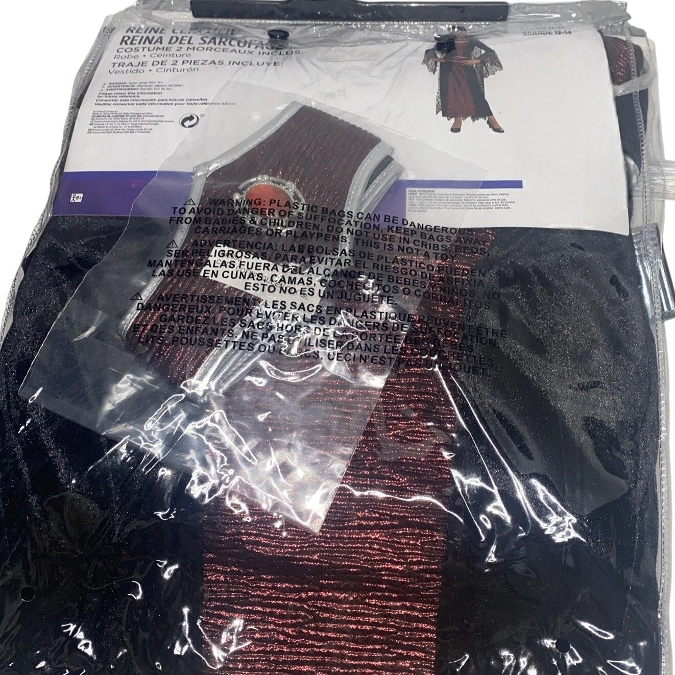 Girls Coffin Queen Vampire Costume, Med (8–10 Years), Black & Red Deluxe Set