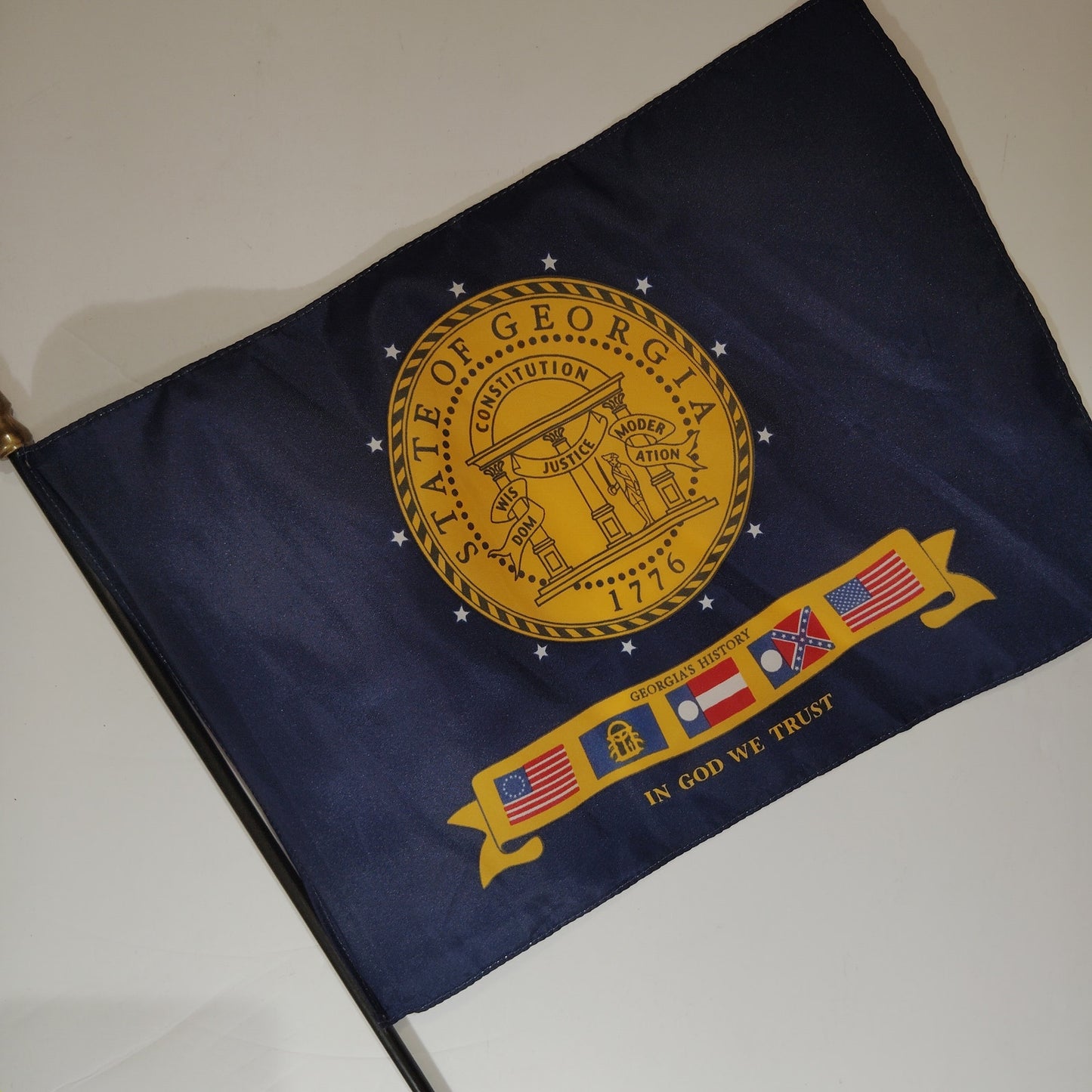 10 Georgia 2001-2003 State, 12" x 18" Stick Flags, Georgia Historical Flag