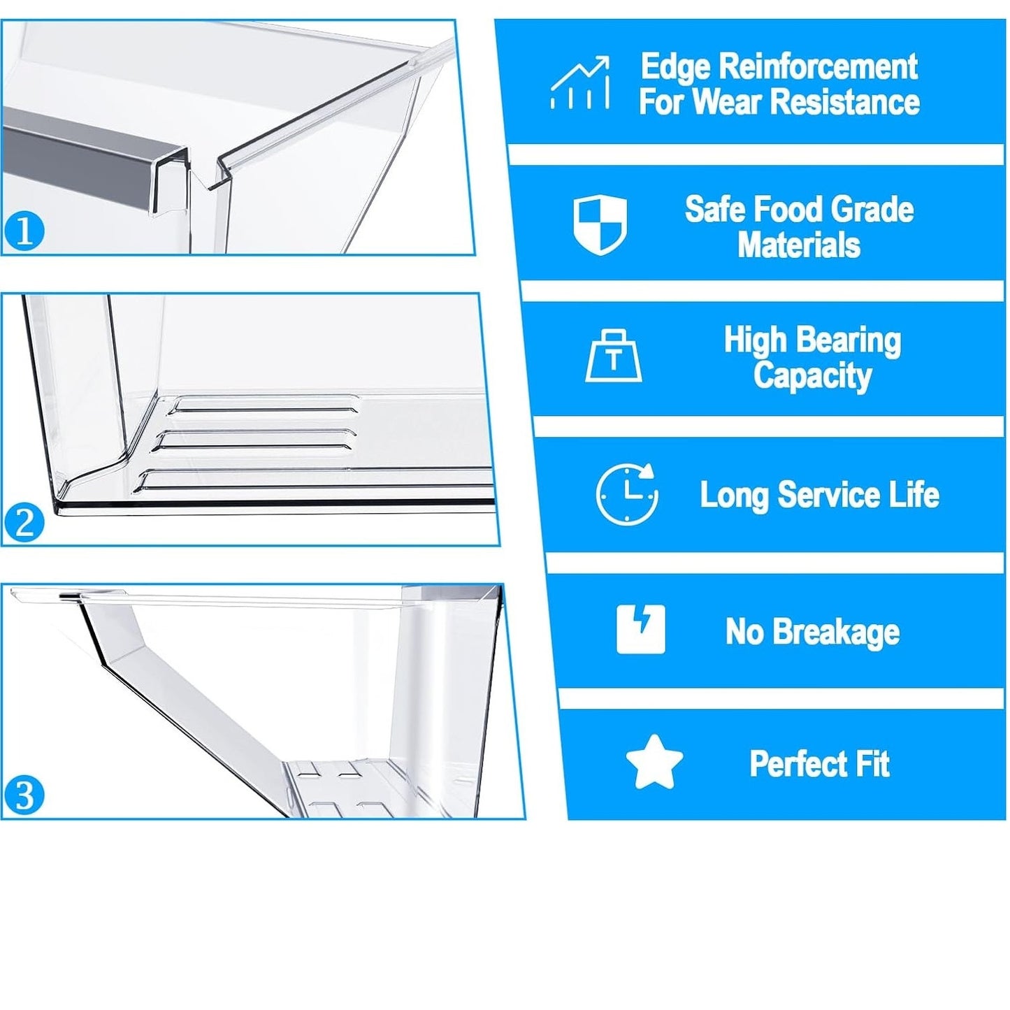 Direct Replacement Refrigerator Meat Pan Bottom Crisper Drawer for W11162446