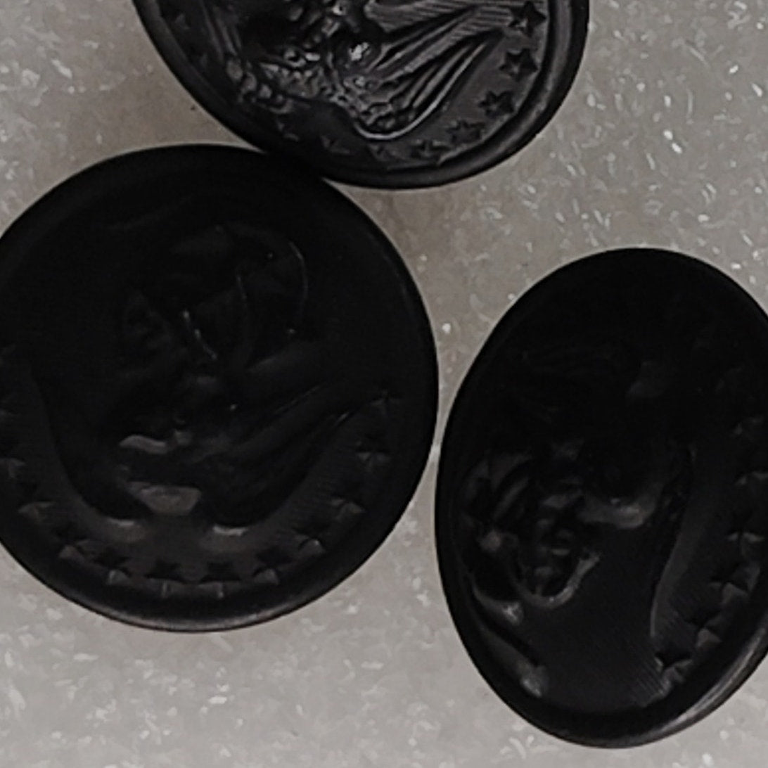 3-PK USMC EGA Black Novelty Coat Button Screw Back 27 Ligne 5/8" 3‑PK