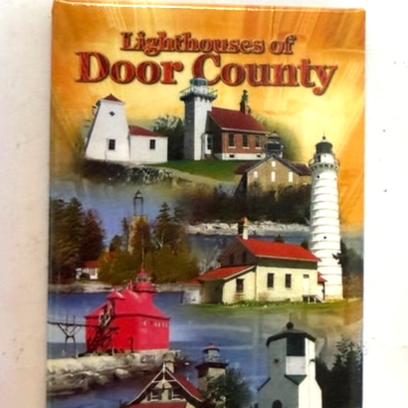 Door County Wisconsin Lighthouse Photo Collage Magnet Cana Island 3‑1/4 × 2‑1/4"