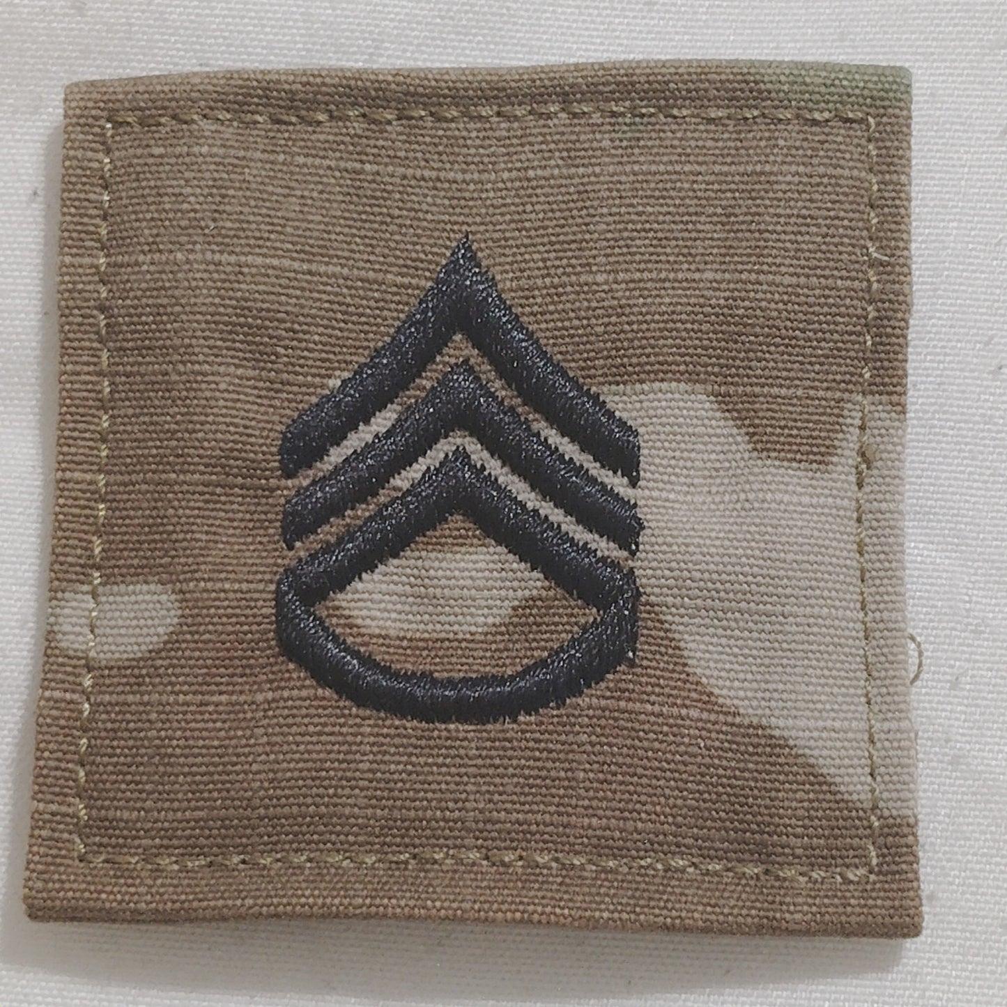 Army Staff Sergeant SSG Patch E-6 – OCP Scorpion W2, 2"×2" Hook (-N-Loop) Device