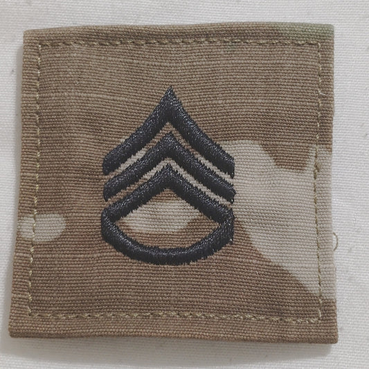 Army Staff Sergeant SSG Patch E-6 – OCP Scorpion W2, 2"×2" Hook (-N-Loop) Device