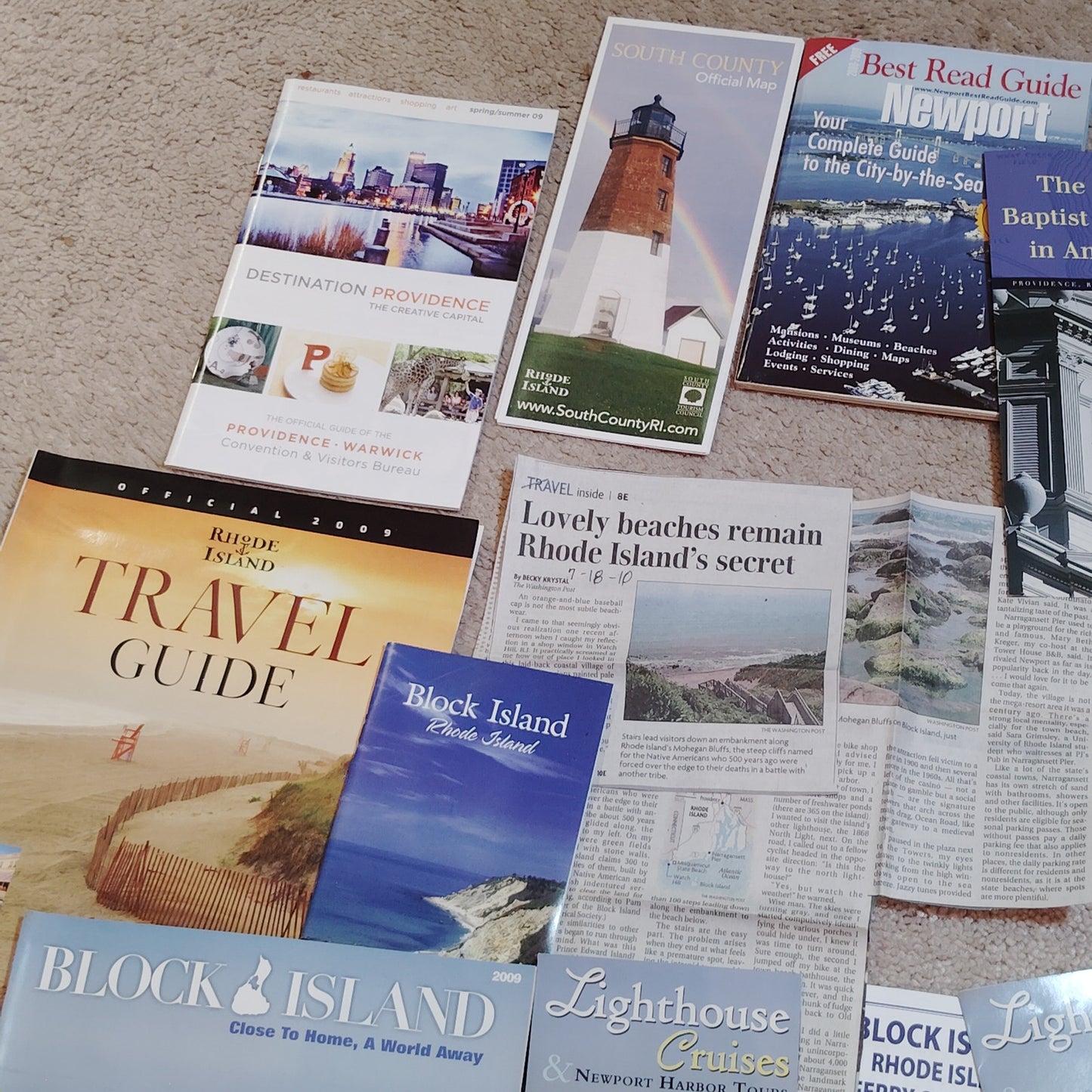 Rhode Island Travel Ephemera Lot 2008–2010 Maps Guides Block Island 2.5 Lbs
