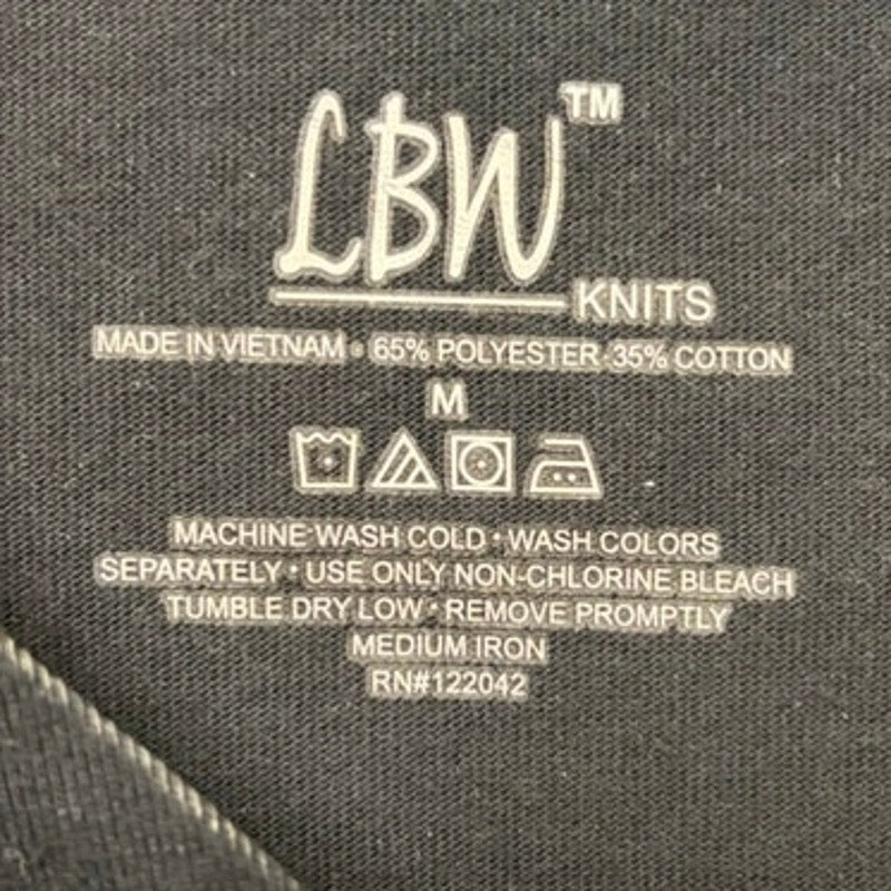 LBW Knits Women's Black Button-Down V-Neck Top Size M, Polyester/Cotton Blend