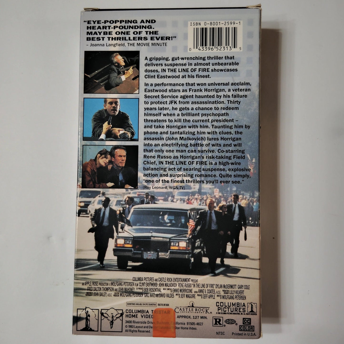 In the Line of Fire VHS 1993 Clint Eastwood John Malkovich Sony Thriller