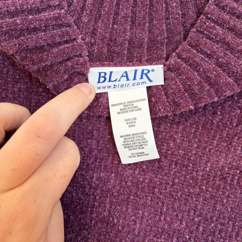 Blair Women's Purple Chenille Mock Neck Sweater - Size L