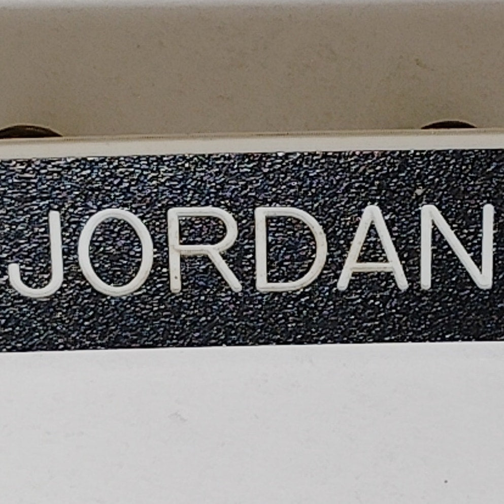 Name Tag “JORDAN”  3" x 1"  Black Plastic – Military Style – Butterfly Pinbacks