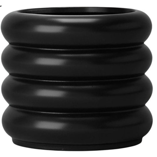 Large Bubble Ceramic Planter, Black, 7-3/4"D x 6.50"H, Plugged Bottom Drain