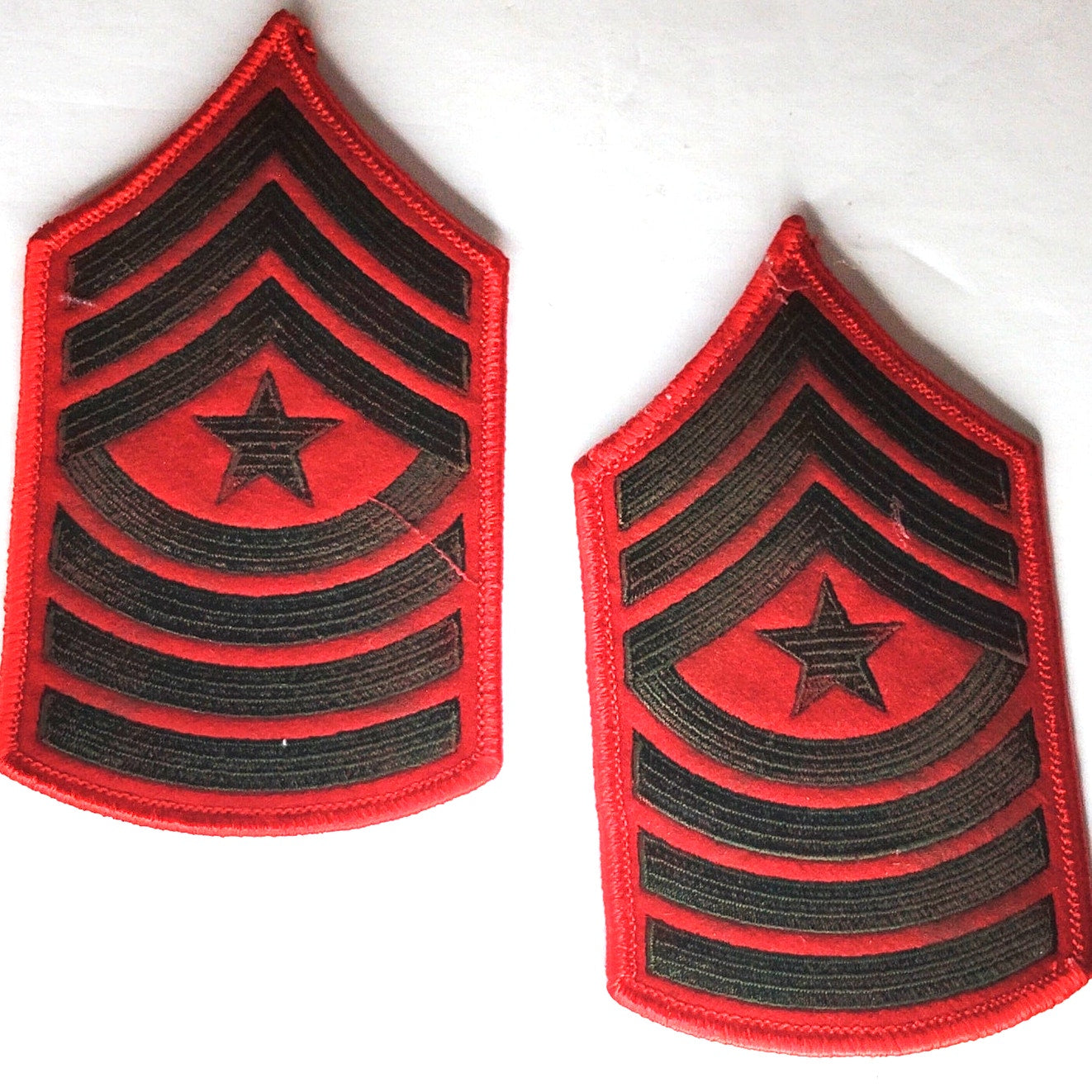 USMC Sgt Major E-9 Female Patch Pair Service Alpha Red Green 4-7/8" x 2-7/8"