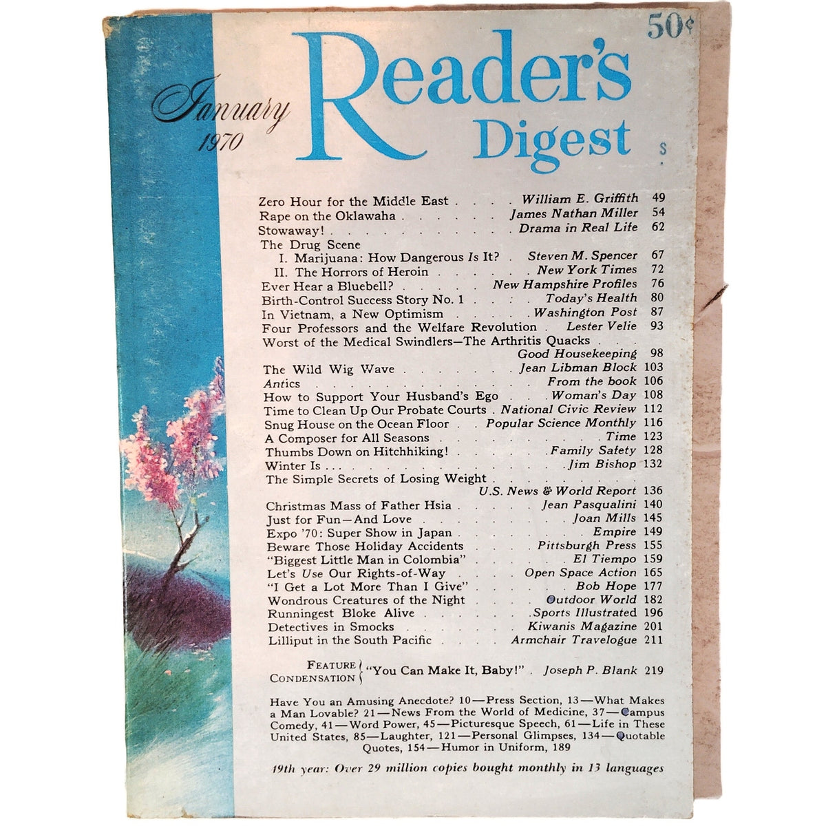 Reader's Digest January 1970 Vintage Magazine 50¢ Cover Tyrus Wong Art