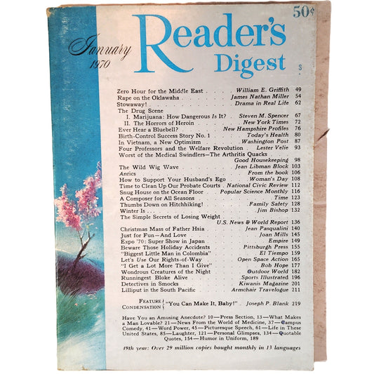 Reader's Digest January 1970 Vintage Magazine 50¢ Cover Tyrus Wong Art