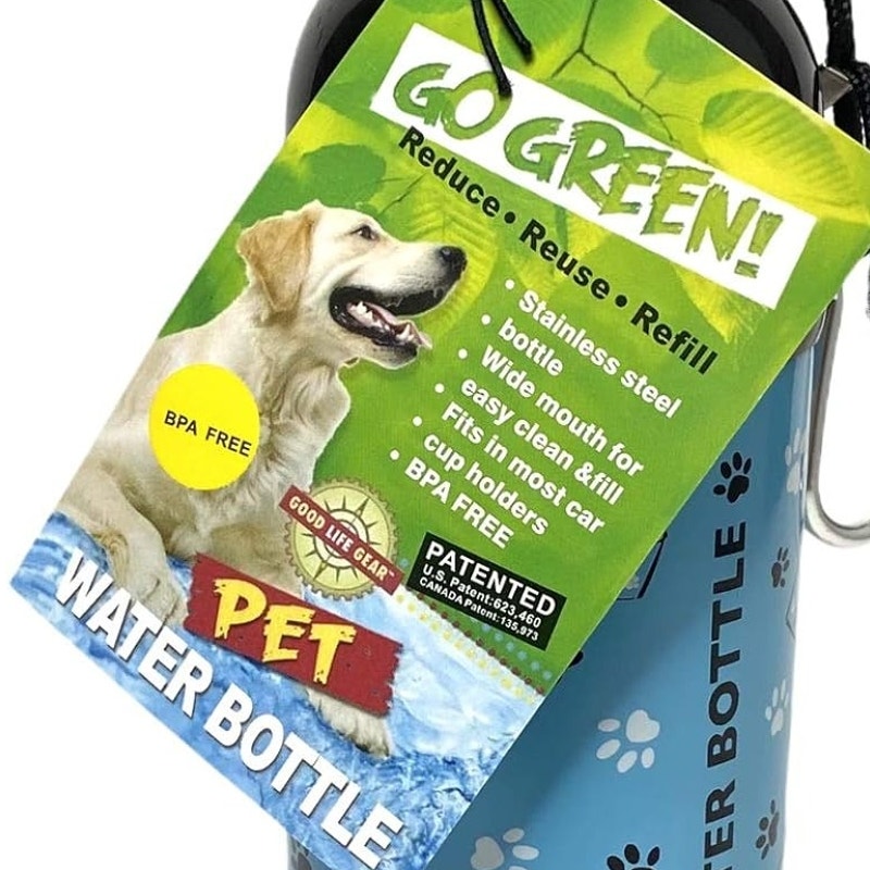 Good Life Gear Stainless Steel Pet Water Bottle – 16 oz – Blue Friends Design