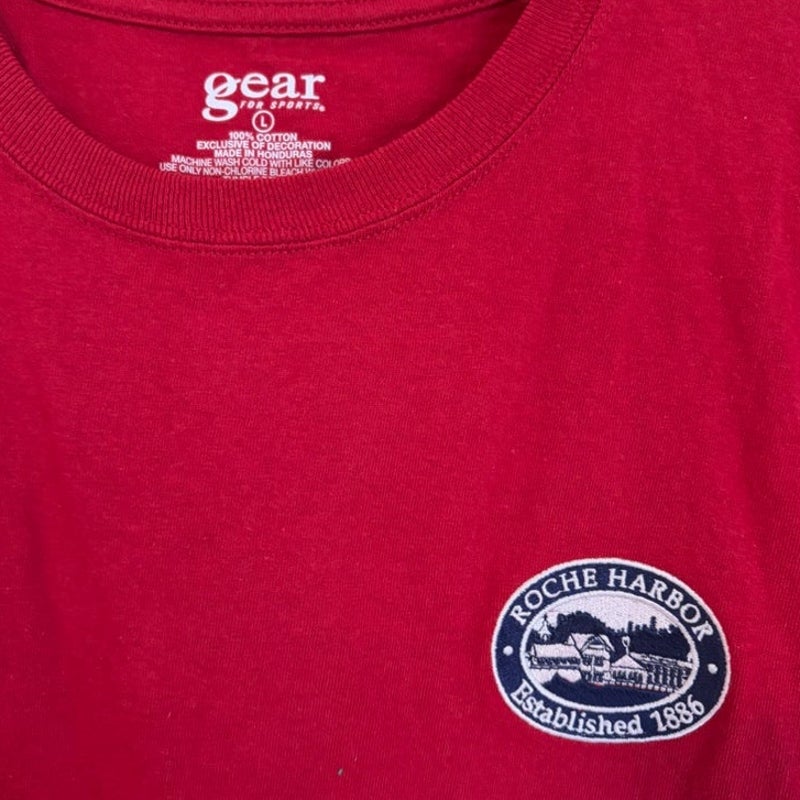 Gear for Sports Roche Harbor 1885 Red Embroidered T-Shirt Size L Cotton Tee