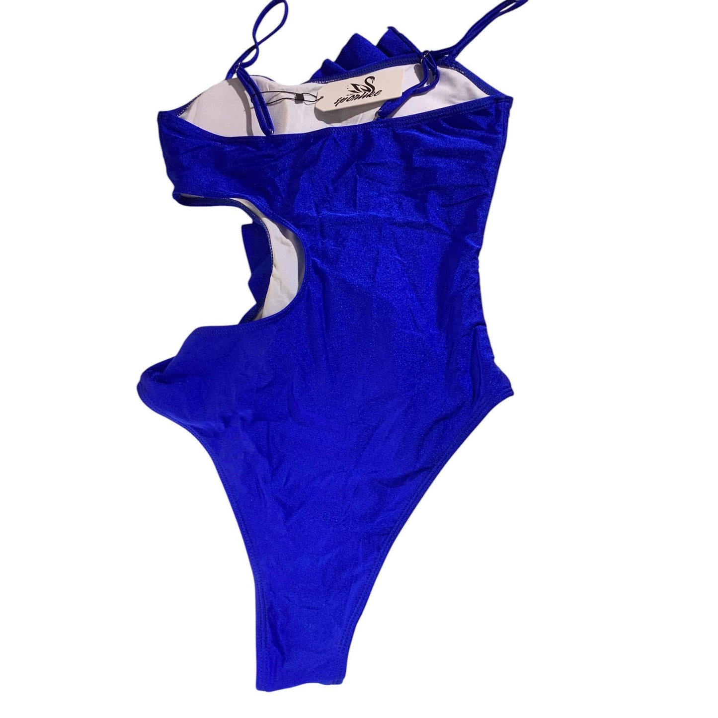 Sporlike One Piece, Flounce, Hole Out Suit, Padded Monokini, Royal Blue, S