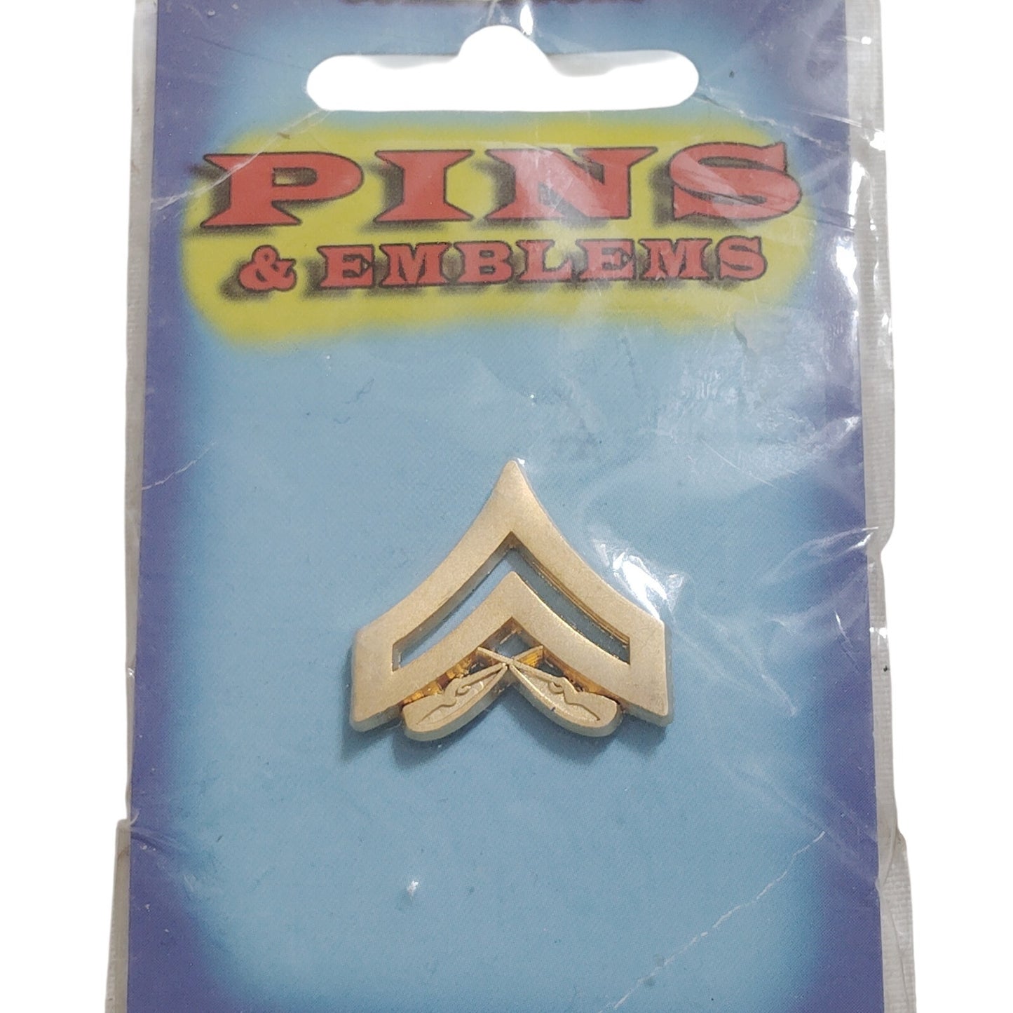 USMC Corporal E‑4 Rank Pin – Gold Tone – 7/8" Wide – Hat/Lapel/Brooch