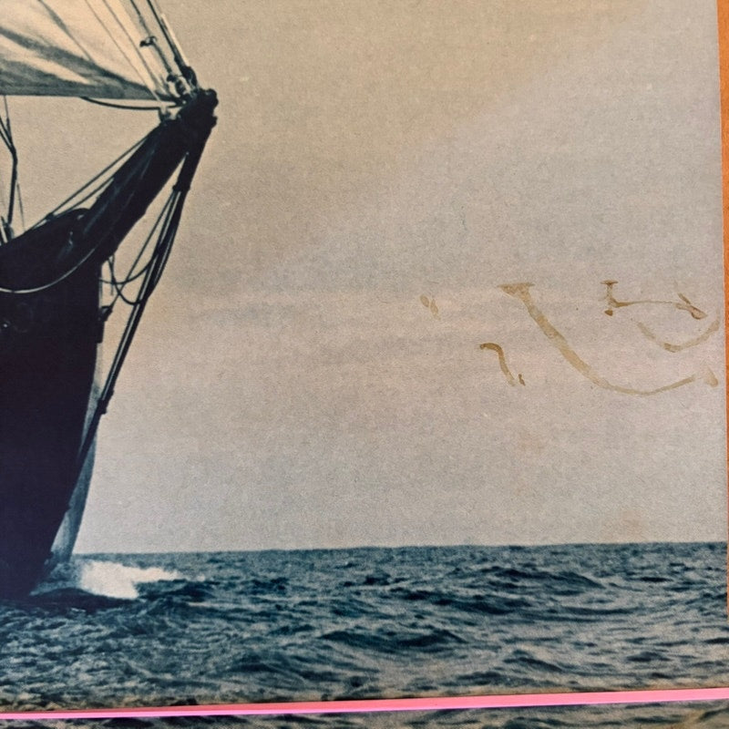Vintage Bluenose II Schooner Ship Poster Print - Sepia & Blue, 24" x 18"