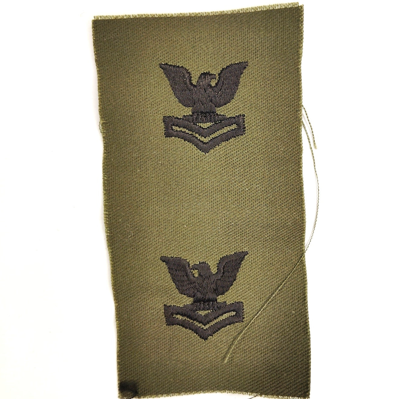 US Navy PO2 E‑5 Subdued Collar Devices ODG 4" × 2‑1/8" Sew‑On Pair
