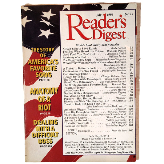 Vintage Reader's Digest Magazine July 1993 - America's Favorite Song, Russia