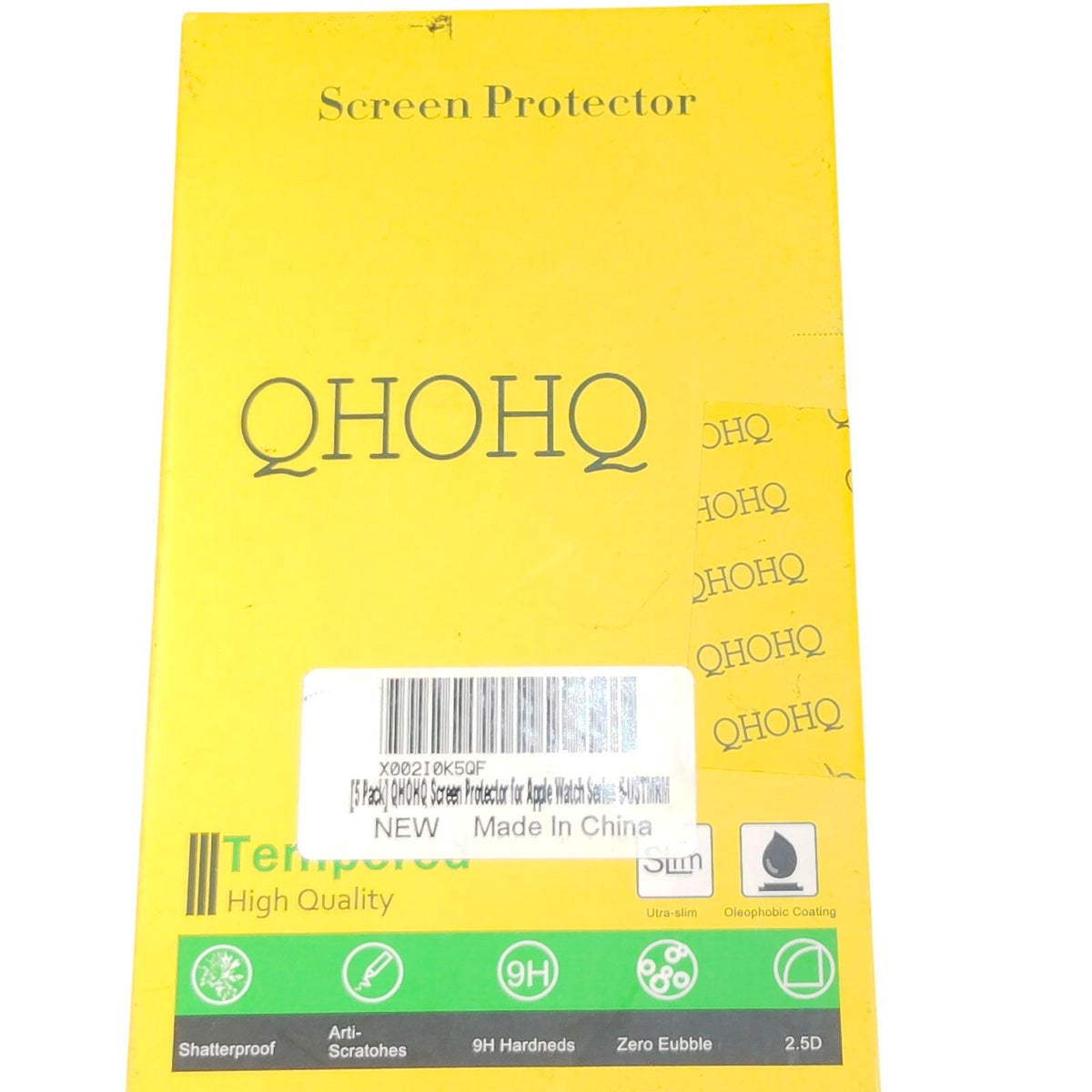 QHOHQ 5-Pack Screen Protector for Apple Watch Series 5 - 9H Tempered Glass