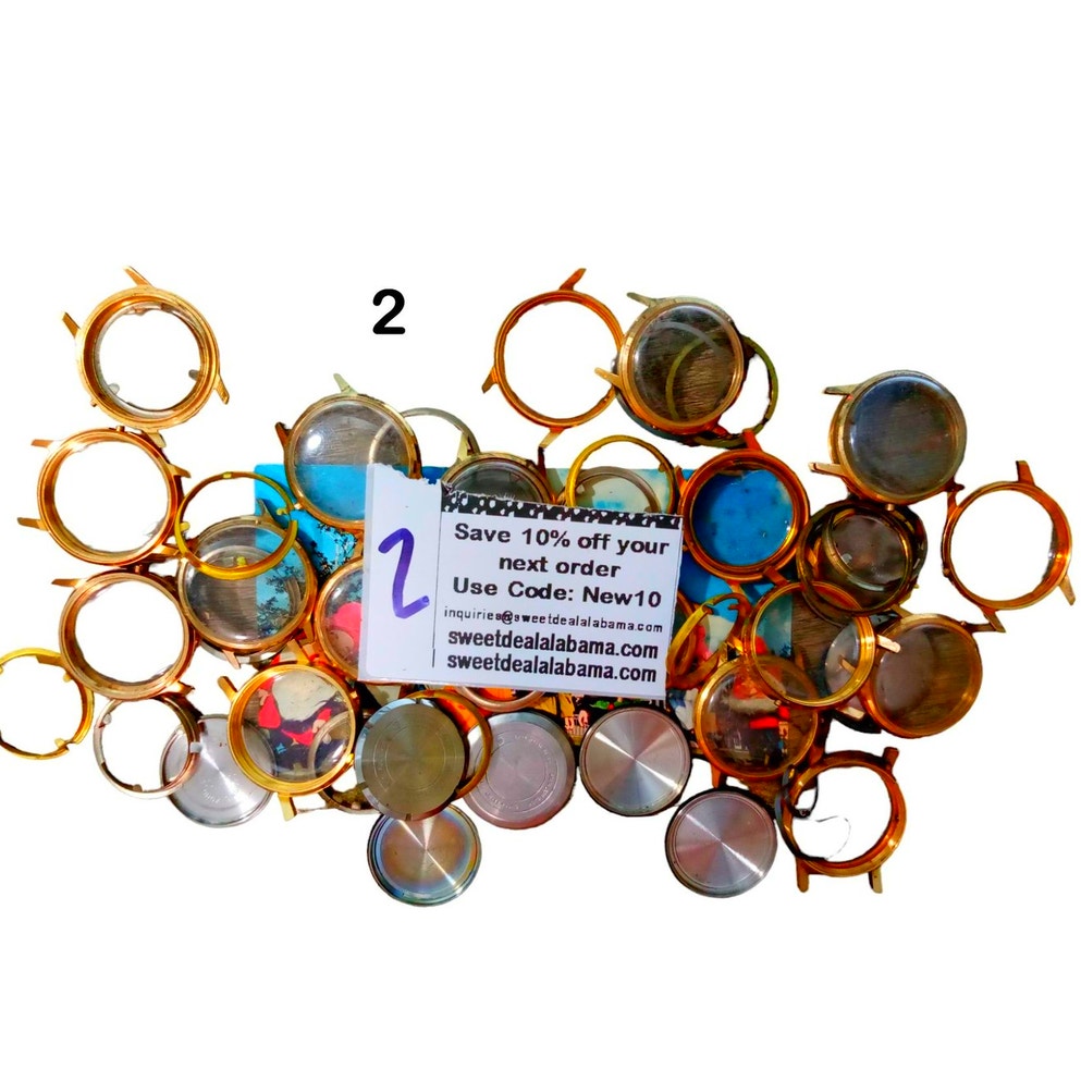 Steampunk Craft Supplies, Watch Cases, Bezels, Crystals, Backs - 8 oz Bag #2