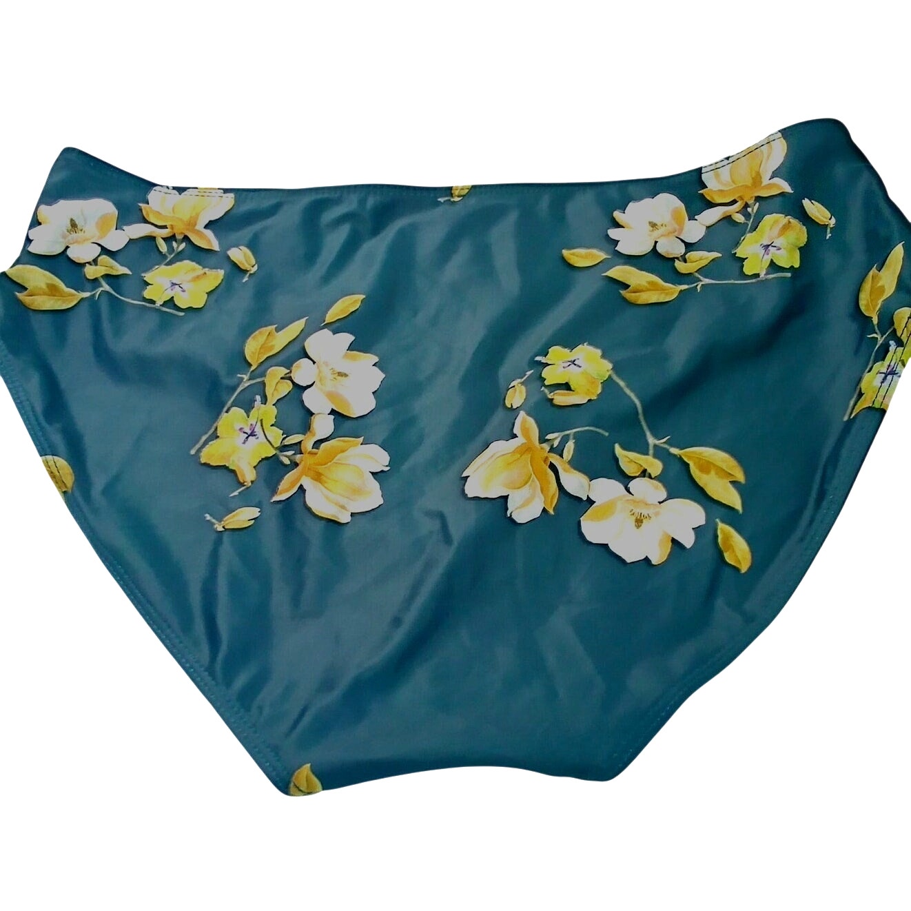 Summer Mae Floral Bikini Bottoms Women’s Large Green White Yellow Print