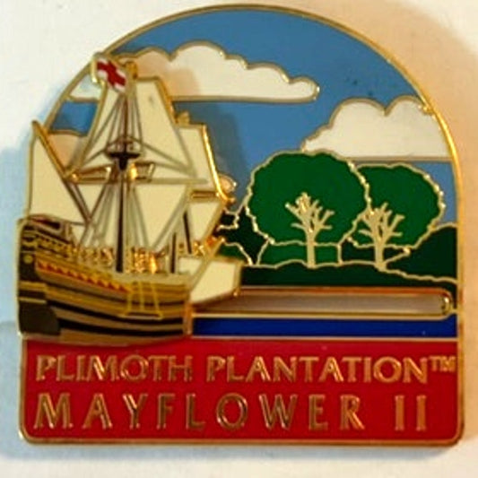 Plimoth Plantation Mayflower II Kinetic Metal Enamel Magnet Slider Ship 1.5x1.5
