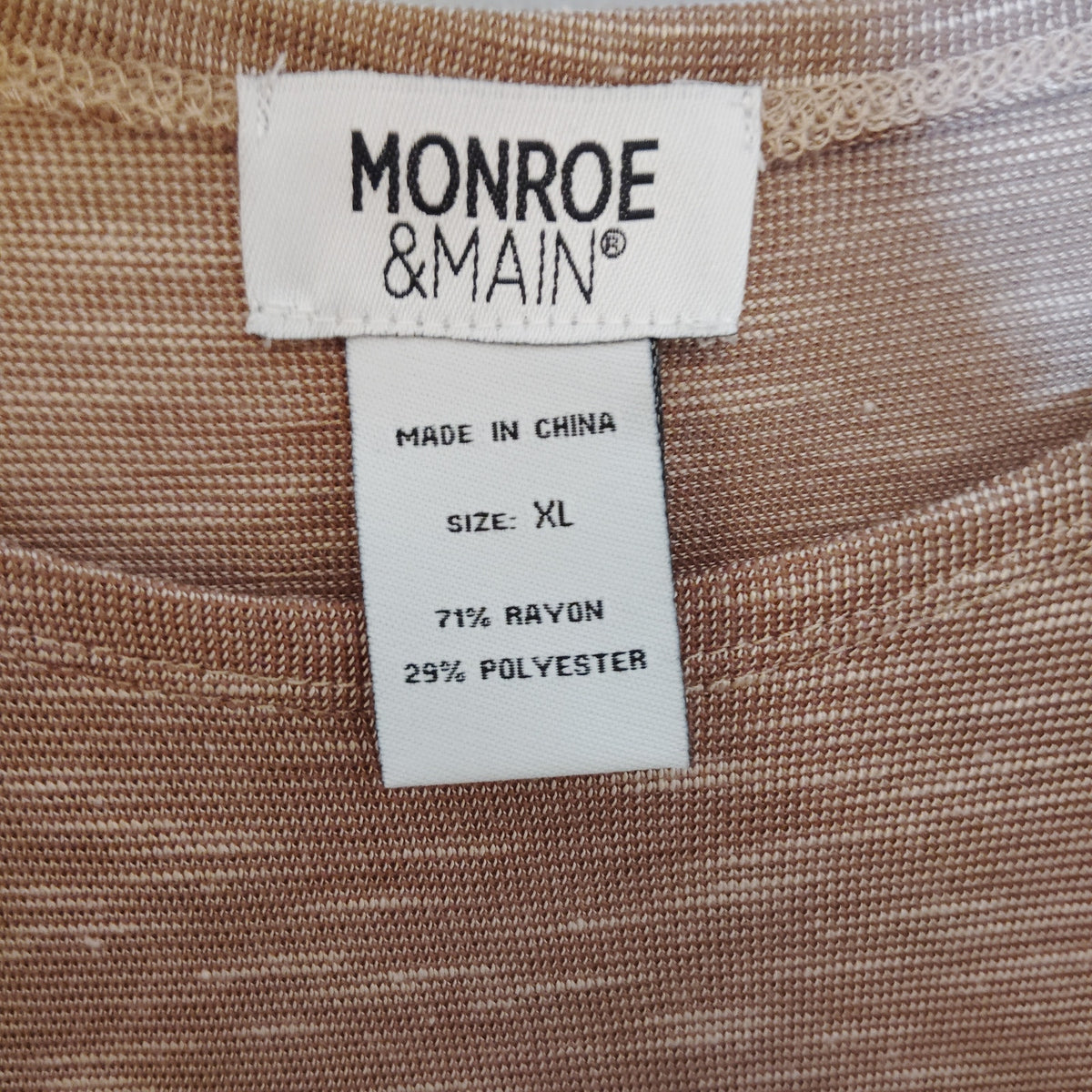 Monroe & Main Taupe Heathered Blouse Women’s XL Stretch Rayon Blend Estate Top